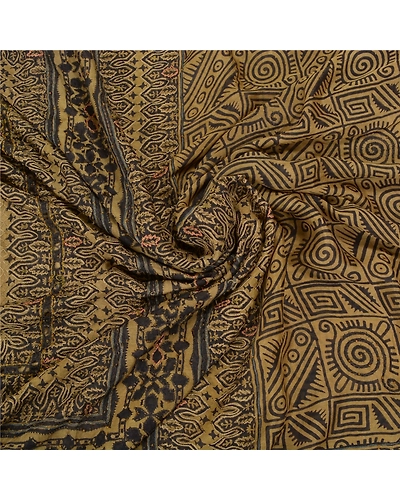Sanskriti Vintage Cream Indian Sarees 100% Pure Silk Woven Premium Sari Fabric, PS-59109-Shade Of Cream-Printed Work-100% Pure Silk-6