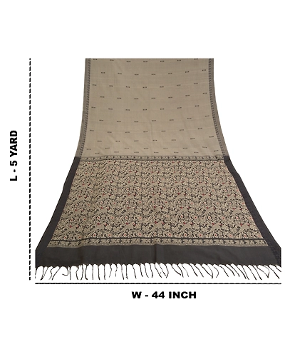 Sanskriti Vintage Grey Sarees Art Silk Hand-Woven Premium Animal Sari Fabric, PS-59114-Black &amp; Shade Of Grey-Woven Work-Art (Artificial) Silk-1