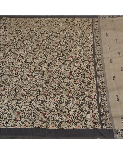 Sanskriti Vintage Grey Sarees Art Silk Hand-Woven Premium Animal Sari Fabric, PS-59114-Black &amp; Shade Of Grey-Woven Work-Art (Artificial) Silk-3