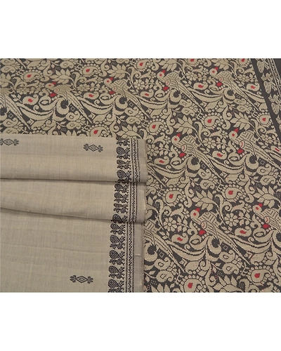 Sanskriti Vintage Grey Sarees Art Silk Hand-Woven Premium Animal Sari Fabric, PS-59114-Black &amp; Shade Of Grey-Woven Work-Art (Artificial) Silk-7
