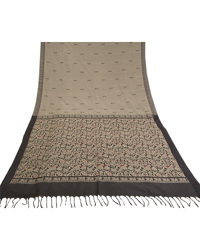 Sanskriti Vintage Grey Sarees Art Silk Hand-Woven Premium Animal Sari Fabric, PS-59114-Black &amp; Shade Of Grey-Woven Work-Art (Artificial) Silk-8