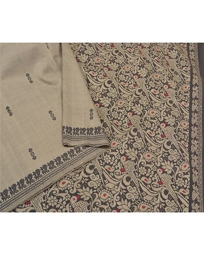 Sanskriti Vintage Grey Sarees Art Silk Hand-Woven Premium Animal Sari Fabric, PS-59114-Black &amp; Shade Of Grey-Woven Work-Art (Artificial) Silk-9