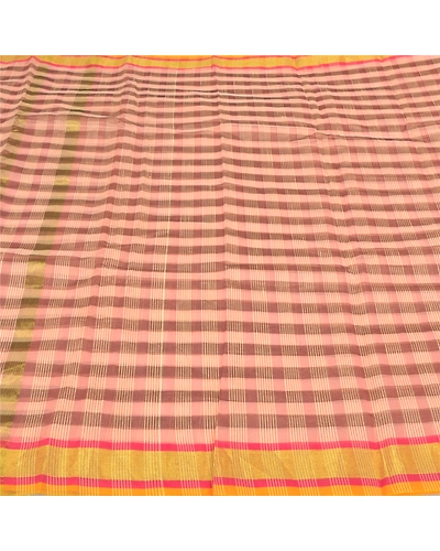 Sanskriti Vintage Peach Indian Sarees Art Silk Woven Sari Craft 5 Yard Fabric, PS-59117-Peach-Woven Work-Art Silk-3