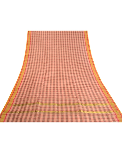 Sanskriti Vintage Peach Indian Sarees Art Silk Woven Sari Craft 5 Yard Fabric, PS-59117-Peach-Woven Work-Art Silk-8
