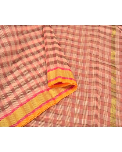 Sanskriti Vintage Peach Indian Sarees Art Silk Woven Sari Craft 5 Yard Fabric, PS-59117-Peach-Woven Work-Art Silk-9
