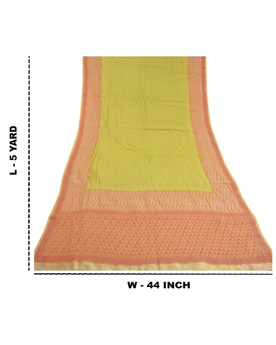 Sanskriti Vintage Green Sarees 100% Pure Silk Hand-Woven Premium Sari Fabric, PS-59120-Green &amp; Ivory-Woven Work-100% Pure Silk-1