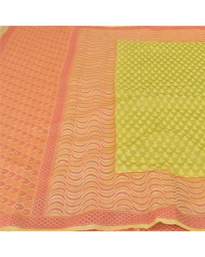Sanskriti Vintage Green Sarees 100% Pure Silk Hand-Woven Premium Sari Fabric, PS-59120-Green &amp; Ivory-Woven Work-100% Pure Silk-3