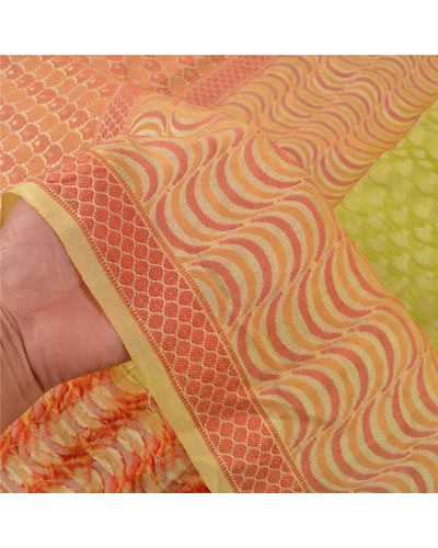 Sanskriti Vintage Green Sarees 100% Pure Silk Hand-Woven Premium Sari Fabric, PS-59120-Green &amp; Ivory-Woven Work-100% Pure Silk-4