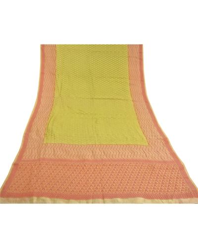 Sanskriti Vintage Green Sarees 100% Pure Silk Hand-Woven Premium Sari Fabric, PS-59120-Green &amp; Ivory-Woven Work-100% Pure Silk-8