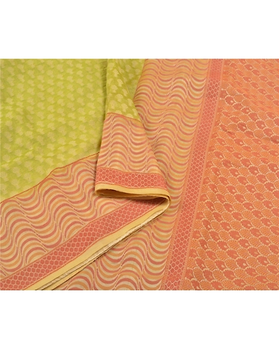 Sanskriti Vintage Green Sarees 100% Pure Silk Hand-Woven Premium Sari Fabric, PS-59120-Green &amp; Ivory-Woven Work-100% Pure Silk-9