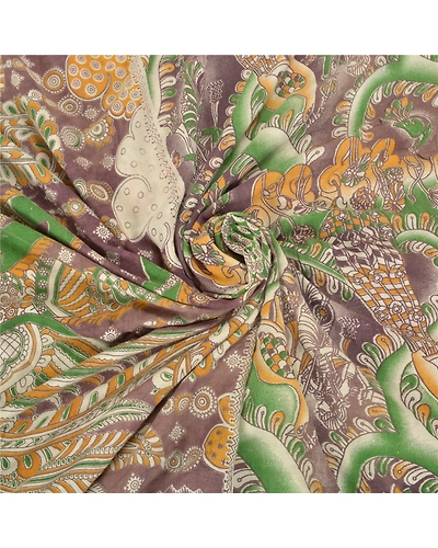 Sanskriti Vintage Rusty Purple Sarees Pure Cotton Pattachitra Print Sari Fabric, PS-59129-Shade Of Rusty Purple-Printed Work-100% Pure Cotton-6
