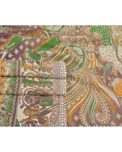 Sanskriti Vintage Rusty Purple Sarees Pure Cotton Pattachitra Print Sari Fabric, PS-59129-Shade Of Rusty Purple-Printed Work-100% Pure Cotton-7