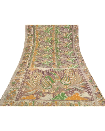 Sanskriti Vintage Rusty Purple Sarees Pure Cotton Pattachitra Print Sari Fabric, PS-59129-Shade Of Rusty Purple-Printed Work-100% Pure Cotton-8