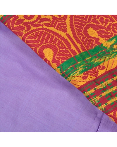Sanskriti Vintage Lavender Sarees Blend Silk Hand-Woven Premium Sari Fabric, PS-59156-Shade Of Lavender &amp; Dark Red-Woven Work-Blend Silk-3