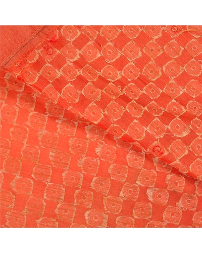Sanskriti Vintage Orange Sarees Pure Silk Hand Beaded Woven Premium Sari Fabric, PS-59171-Orange-Woven Work-100% Pure Silk-2