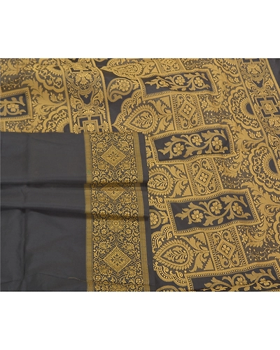Sanskriti Vintage Black Indian Sarees Art Silk Woven Sari Craft  Fabric, PS-59187-Black-Woven Work-Art (Artificial) Silk-8