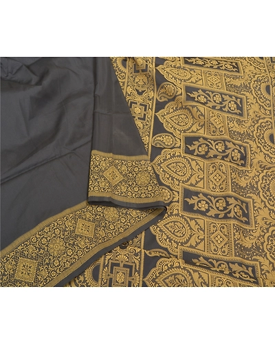 Sanskriti Vintage Black Indian Sarees Art Silk Woven Sari Craft  Fabric, PS-59187-Black-Woven Work-Art (Artificial) Silk-10