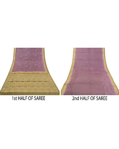 Sanskriti Vintage Green Sarees Pure Silk Embroidered Woven Sari Craft Fabric, PS-59197-Purple &amp; Green-Woven Work-100% Pure Silk-6