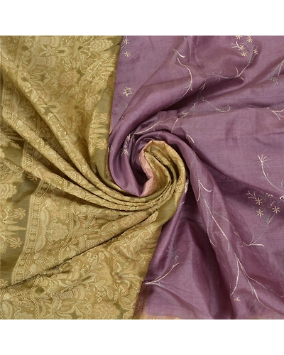 Sanskriti Vintage Green Sarees Pure Silk Embroidered Woven Sari Craft Fabric, PS-59197-Purple &amp; Green-Woven Work-100% Pure Silk-7