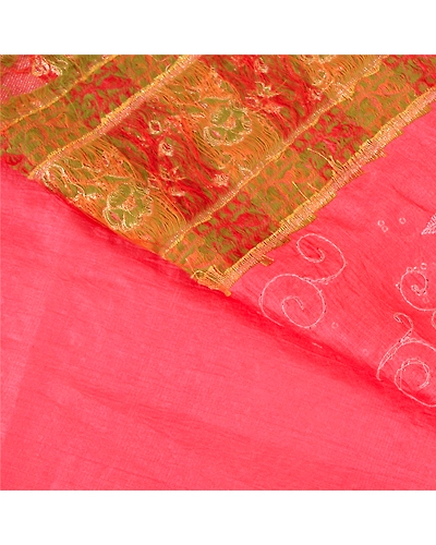 Sanskriti Vintage Pink Sarees Pure Silk Embroidered Woven Premium Sari Fabric, PS-59260-Shade Of Pink &amp; Red-Woven Work-100% Pure Silk-2