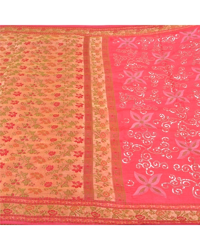 Sanskriti Vintage Pink Sarees Pure Silk Embroidered Woven Premium Sari Fabric, PS-59260-Shade Of Pink &amp; Red-Woven Work-100% Pure Silk-3