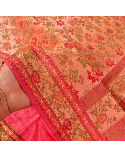 Sanskriti Vintage Pink Sarees Pure Silk Embroidered Woven Premium Sari Fabric, PS-59260-Shade Of Pink &amp; Red-Woven Work-100% Pure Silk-4