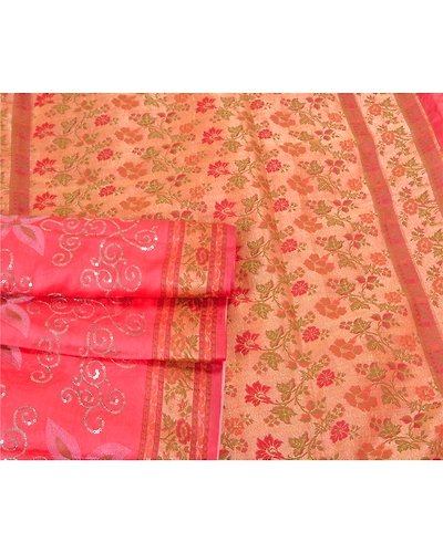 Sanskriti Vintage Pink Sarees Pure Silk Embroidered Woven Premium Sari Fabric, PS-59260-Shade Of Pink &amp; Red-Woven Work-100% Pure Silk-7
