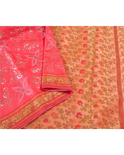 Sanskriti Vintage Pink Sarees Pure Silk Embroidered Woven Premium Sari Fabric, PS-59260-Shade Of Pink &amp; Red-Woven Work-100% Pure Silk-9