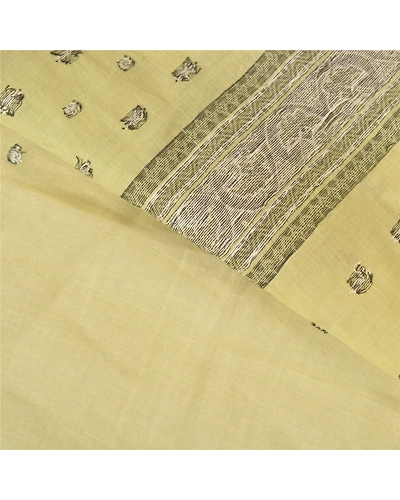Sanskriti Vintage Light Green Sarees 100% Pure Cotton Hand-Woven Sari Fabric, PS-59268-Light Green-Woven Work-100% Pure Cotton-2