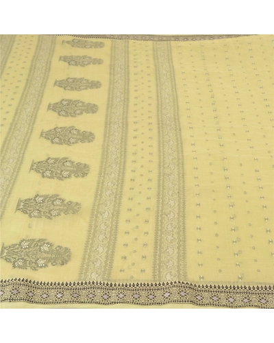 Sanskriti Vintage Light Green Sarees 100% Pure Cotton Hand-Woven Sari Fabric, PS-59268-Light Green-Woven Work-100% Pure Cotton-3