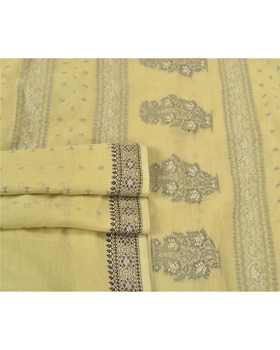 Sanskriti Vintage Light Green Sarees 100% Pure Cotton Hand-Woven Sari Fabric, PS-59268-Light Green-Woven Work-100% Pure Cotton-7