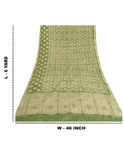 Sanskriti Vintage Green Sarees Art Silk Embroidered Premium Sari Craft Fabric, PS-59363-Green-Printed Work-Art Silk-1