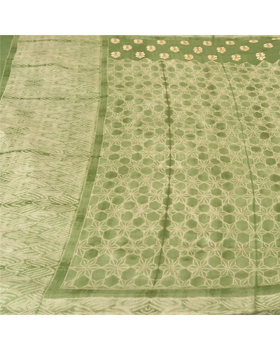 Sanskriti Vintage Green Sarees Art Silk Embroidered Premium Sari Craft Fabric, PS-59363-Green-Printed Work-Art Silk-3