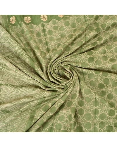 Sanskriti Vintage Green Sarees Art Silk Embroidered Premium Sari Craft Fabric, PS-59363-Green-Printed Work-Art Silk-6