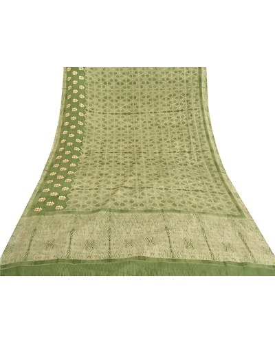 Sanskriti Vintage Green Sarees Art Silk Embroidered Premium Sari Craft Fabric, PS-59363-Green-Printed Work-Art Silk-8