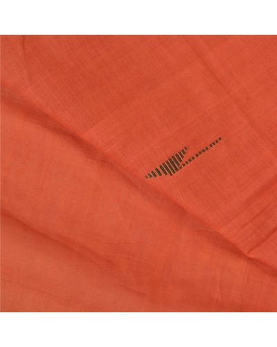 Sanskriti Vintage Rusty Orange Sarees 100% Pure Cotton Hand-Woven Sari Fabric, PS-59490-Rusty Orange-Woven Work-100% Pure Cotton-2