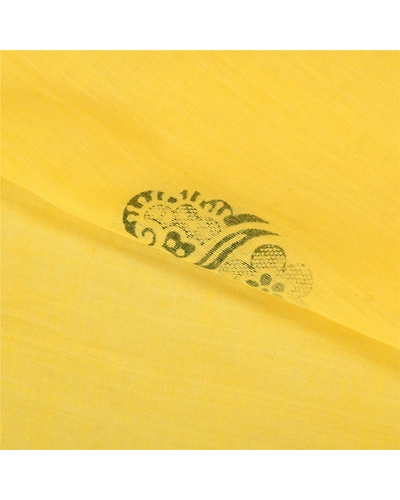 Sanskriti Vintage Yellow Sarees Blend Cotton Block Printed Premium Sari Fabric, PS-59526-Yellow-Block Printed Work-Blend Cotton-3