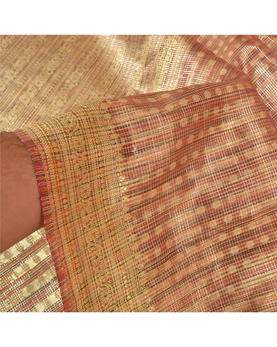 Sanskriti Vintage Indian Sarees 100% Pure Silk Woven Premium Sari Craft Fabric, PS-59537-Multi-Woven Work-Pure Silk-4