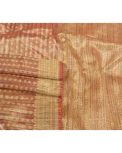 Sanskriti Vintage Indian Sarees 100% Pure Silk Woven Premium Sari Craft Fabric, PS-59537-Multi-Woven Work-Pure Silk-7