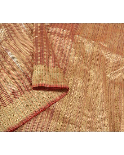 Sanskriti Vintage Indian Sarees 100% Pure Silk Woven Premium Sari Craft Fabric, PS-59537-Multi-Woven Work-Pure Silk-9