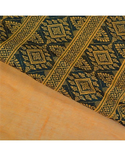Sanskriti Vintage Saffron Sarees 100% Pure Cotton Woven Premium Sari Fabric, PS-59548-Shade Of Saffron-Woven Work-100% Pure Cotton-3