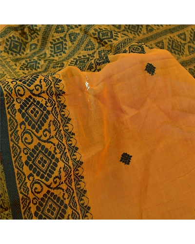 Sanskriti Vintage Saffron Sarees 100% Pure Cotton Woven Premium Sari Fabric, PS-59548-Shade Of Saffron-Woven Work-100% Pure Cotton-7