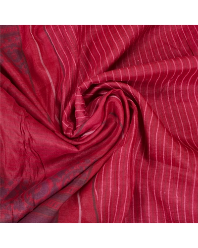 Sanskriti Vintage Dark Red Sarees Pure Silk Block Printed Premium Sari Fabric, PS-59560-Dark Red-Block Printed Work-Pure Silk-6