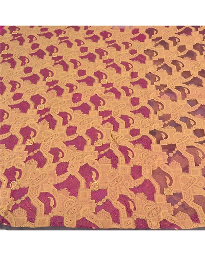 Sanskriti Vintage Purple Sarees Pure Organza Silk Hand Beaded Woven Sari Fabric, PS-59600-Purple-Woven Work-100% Pure Organza Silk-3