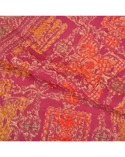 Sanskriti Vintage Pink Sarees Pure Silk Hand-Woven Premium Sari Craft Fabric, PS-59604-Pink-Woven Work-100% Pure Silk-2