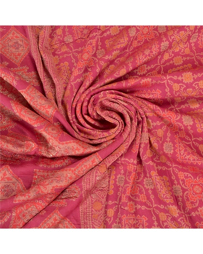 Sanskriti Vintage Pink Sarees Pure Silk Hand-Woven Premium Sari Craft Fabric, PS-59604-Pink-Woven Work-100% Pure Silk-6