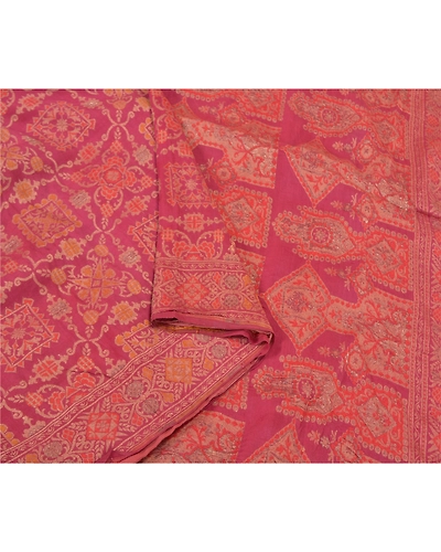 Sanskriti Vintage Pink Sarees Pure Silk Hand-Woven Premium Sari Craft Fabric, PS-59604-Pink-Woven Work-100% Pure Silk-9