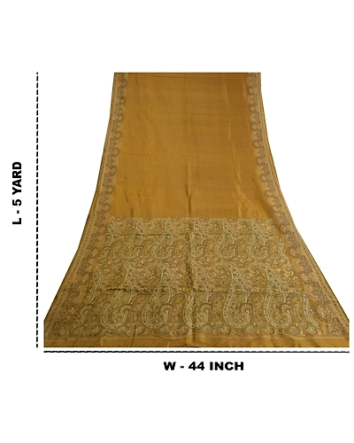Sanskriti Vintage Green Sarees 100% Pure Silk Hand-Woven Premium Sari Fabric, PS-59620-Shade Of Brown-Woven Work-100% Pure Silk-1