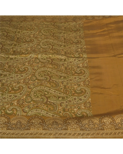 Sanskriti Vintage Green Sarees 100% Pure Silk Hand-Woven Premium Sari Fabric, PS-59620-Shade Of Brown-Woven Work-100% Pure Silk-3