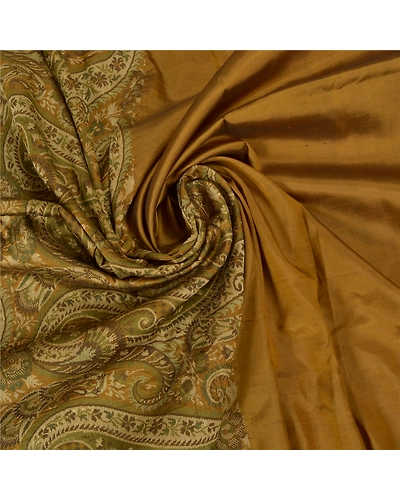 Sanskriti Vintage Green Sarees 100% Pure Silk Hand-Woven Premium Sari Fabric, PS-59620-Shade Of Brown-Woven Work-100% Pure Silk-6